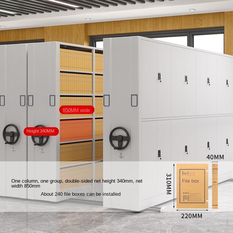 Estantería móvil Archivo de metal móvil Archivos de acero compacto Sistema de estantería móvil