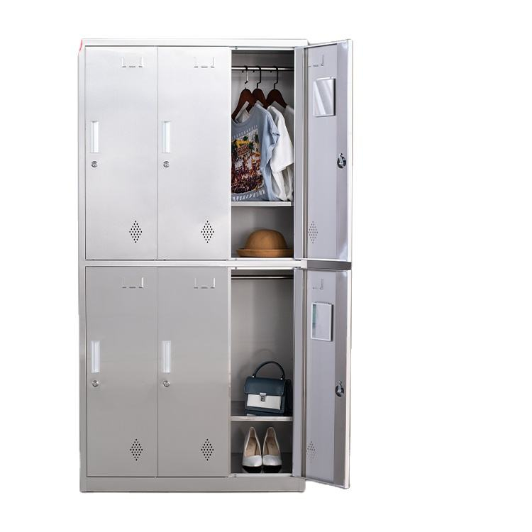 Gabinete de acero inoxidable de 6 puertas más vendidos para un casillero de metal de oficina y taller