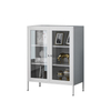 Alto volumen de ventas Gabinete de metal de almacenamiento de la cocina de vidrio de doble puerta personalizado