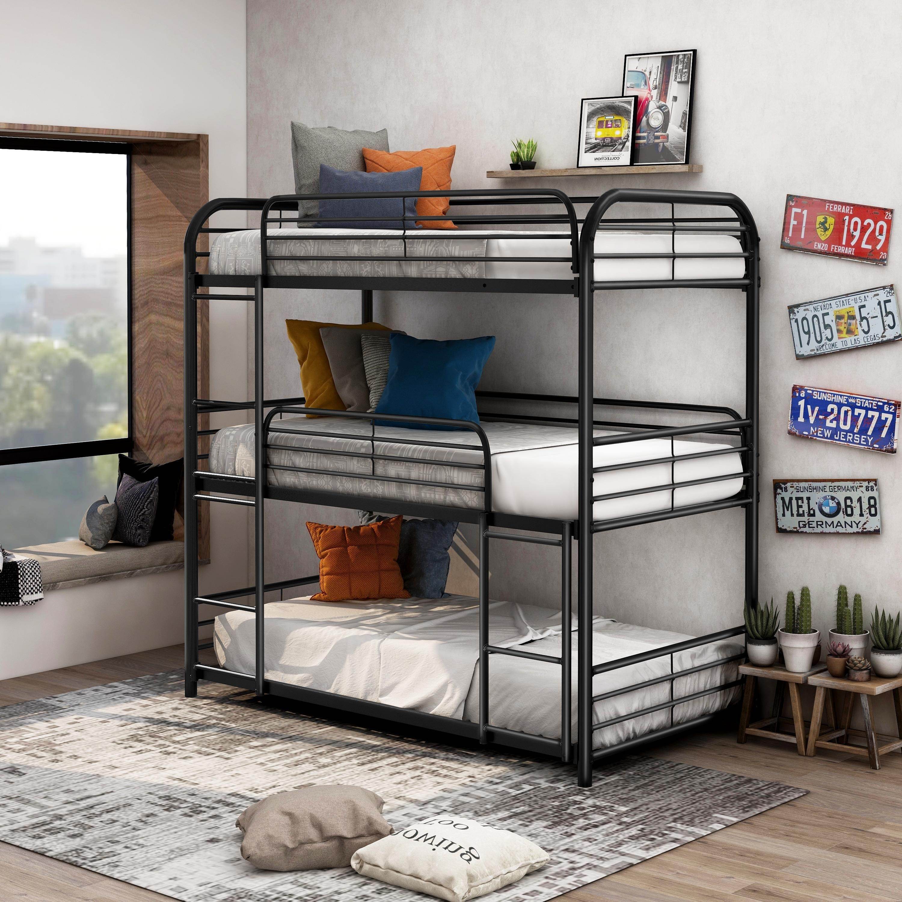 Tres capas Bunk Bed Triple para adultos Bunk de acero marco de metal