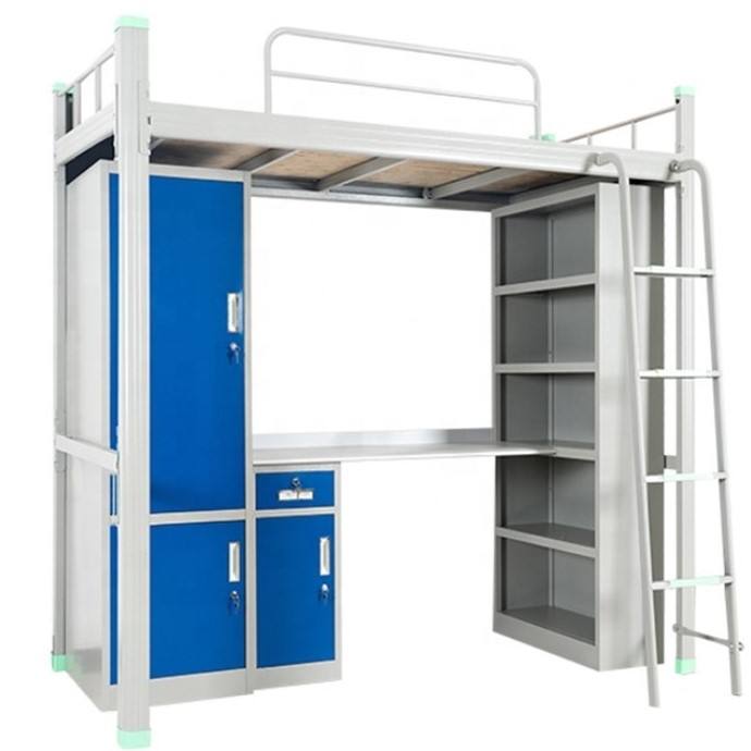 Metal Bunk Bunk Bed Gris Color s con mesa de estudio