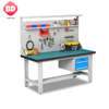 Metal Steel Workbench con 2 cajones y luz de trabajo de herramientas antiestáticas de lámparas para laboratorio y taller, Banco de trabajo de ensamblaje personalizado