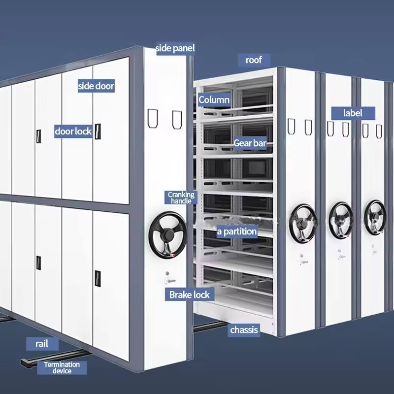 Estantería móvil Archivo de metal móvil Archivos de acero compacto Sistema de estantería móvil