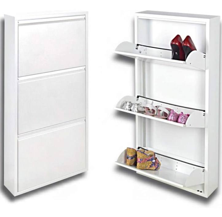 3 capas Catadería de calzado de metal Zapato Gabinete Gabinete Gabinete de pared Metal